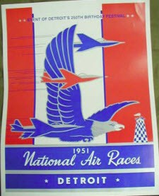 1951 NATIONAL AIR RACES DETROIT POSTER